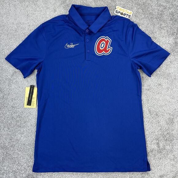 Atlanta Braves Polo Shirt Mens Small Baseball Cooperstown Collection Nike DriFit - Picture 2 of 12